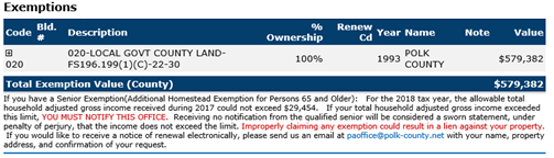 Example of Exemptions section
